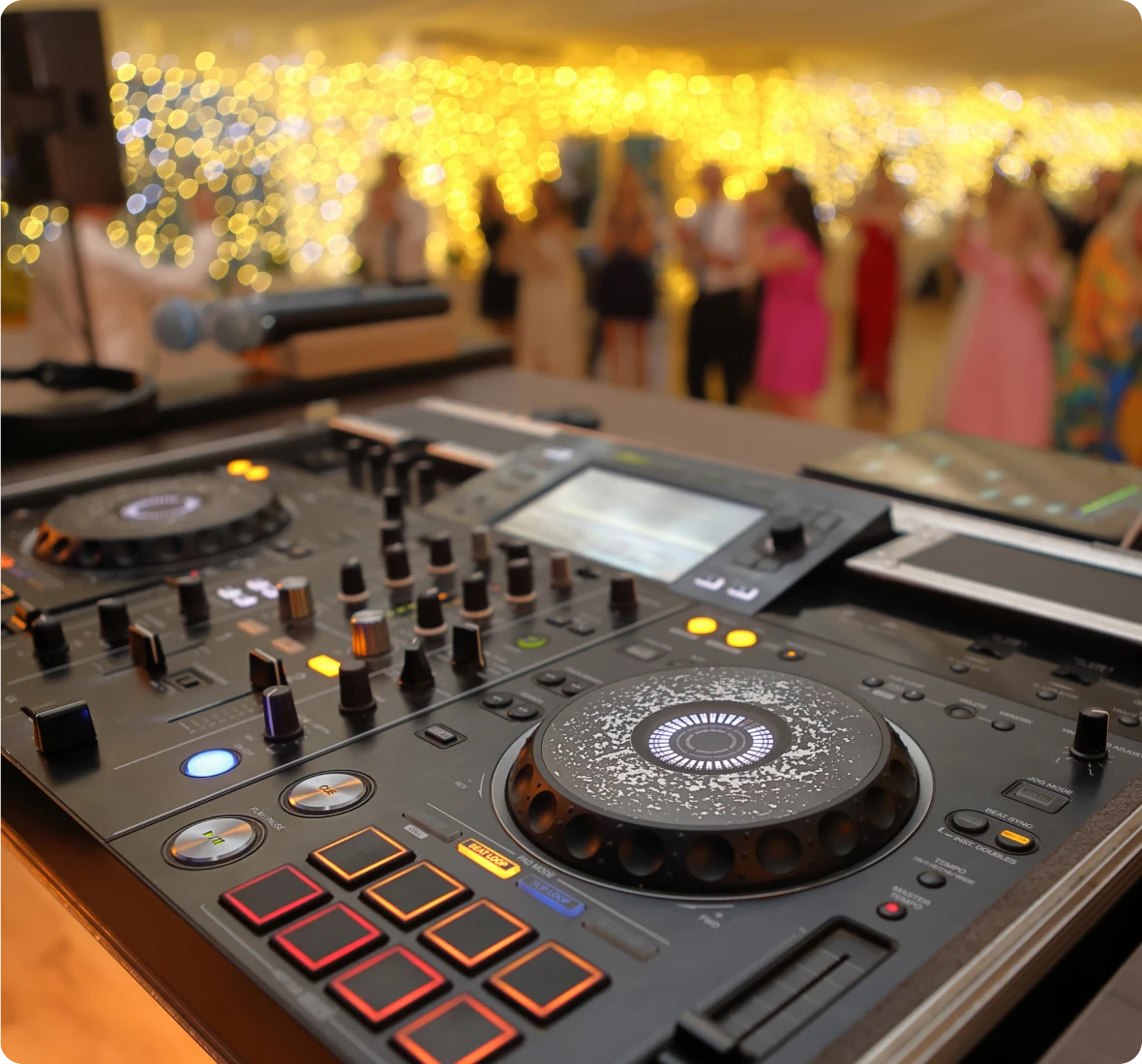 Mixing console at festive event