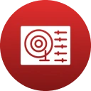 Target and checklist icon on red background