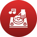 DJ icon with heart turntable