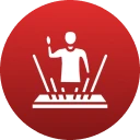 Music conductor silhouette in red circle