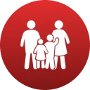 Family icon on red background